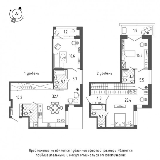 Трёхкомнатная квартира 137.6 м²